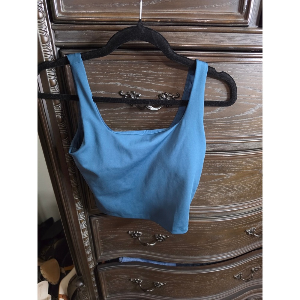 Wear It To Heart Thalia Cropped Tank Deep Lake Blue Square Neck Shelf Bra M NEW